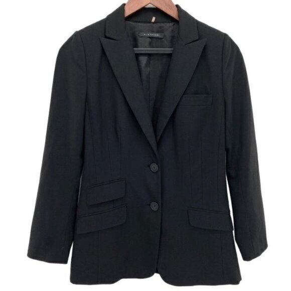 Elie Tahari Jackets & Blazers - Elie Tahari Womens Black Wool Blend Blazer Relaxed Single Breasted Jacket